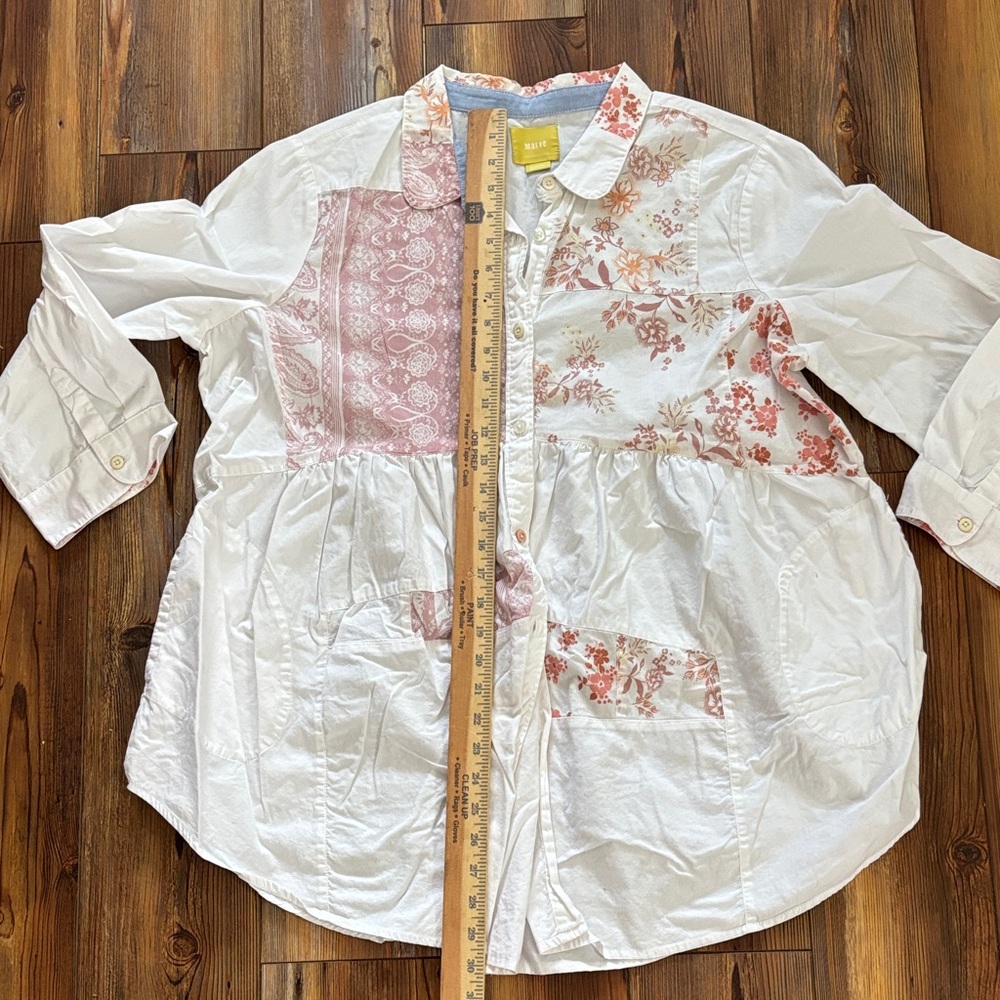 Anthropologie Patchwork Tunic Button Down From Ma… - image 4